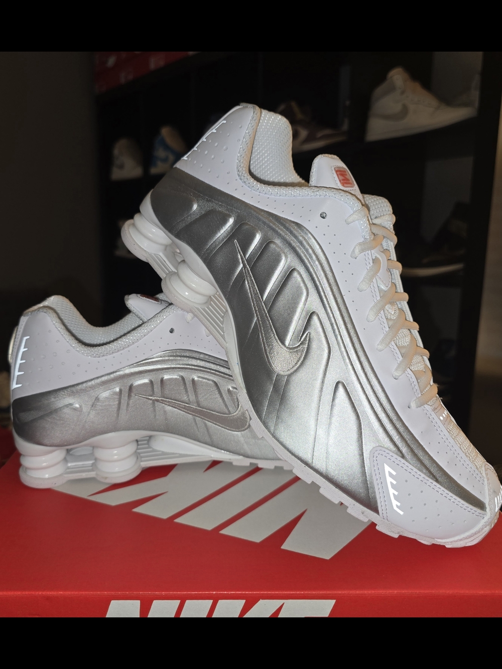 Nike White Silver Shox Retro Running Sneakers
